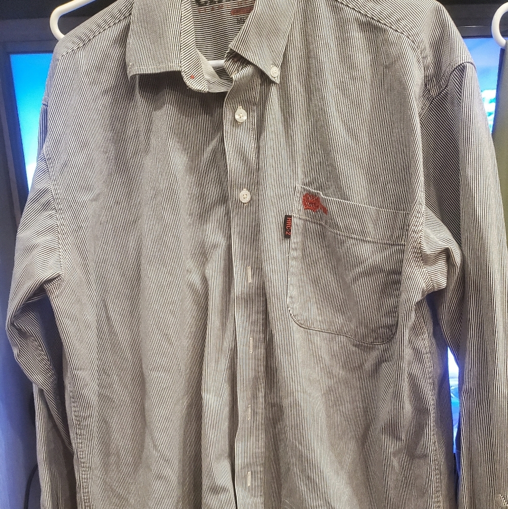 Cinch Men's Flame-Resistant Black and White Striped Button Down Shirt